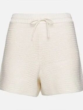 La Ligne Cream Knit High-Waist Drawstring Shorts